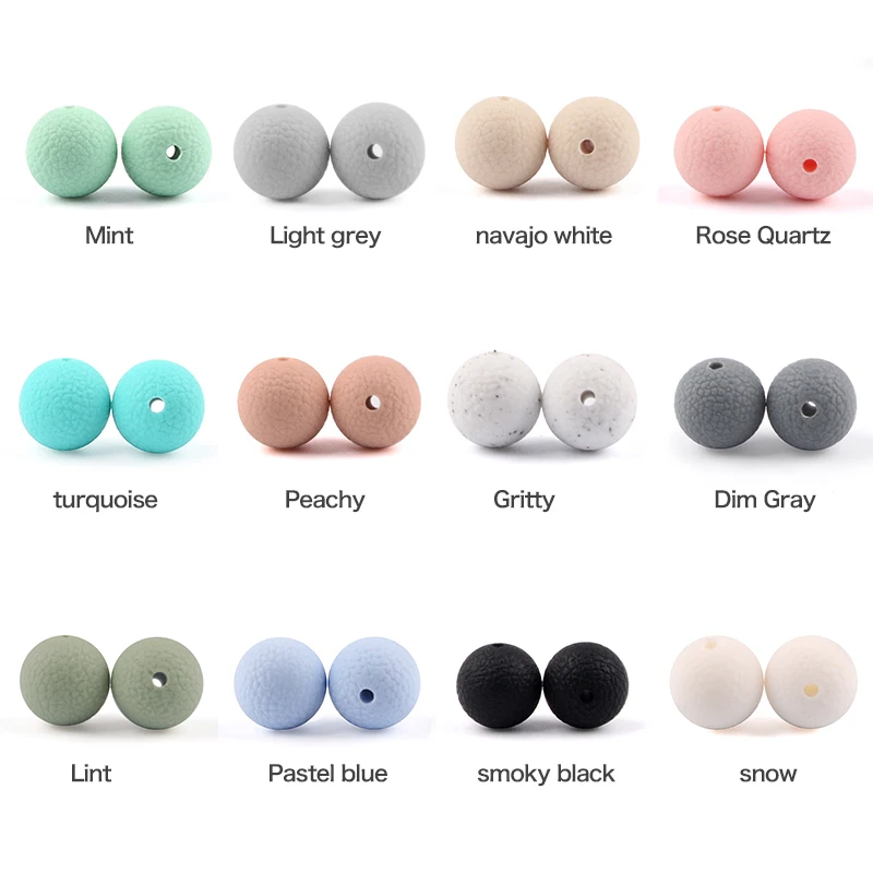 LOFCA-Cuentas de aspecto de cuero de silicona, 15mm, aspecto de polipiel, cuentas para dentici&oacute;n de beb&eacute;, bricolaje, dentici&oacute;n masticable, 20 unids/lote-1
