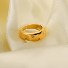 Романтическое массивное кольцо с цирконием в форме звезды для женщин, 18K золото, IP покрытие, нержавеющая сталь, водонепроницаемые Свадебные ювелирные изделия, кольца