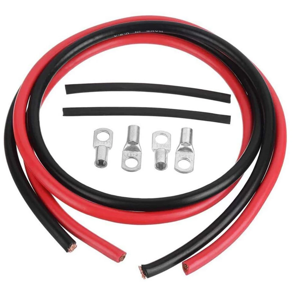 2 шт. 5AWG 50 см 100A Батарея кабель Медь Мощность с защитой от повреждений и кольцом