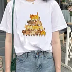 Летняя женская футболка с принтом кота из мультфильма Harajuku, повседневная женская футболка с коротким рукавом в стиле ретро