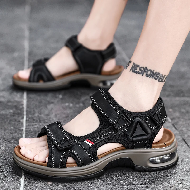 

Summer sandals men Genuine Leather Men's Sandals Fashion Men Casual Shoes Design Beach Outdoor air Sole Sandals men Sandals