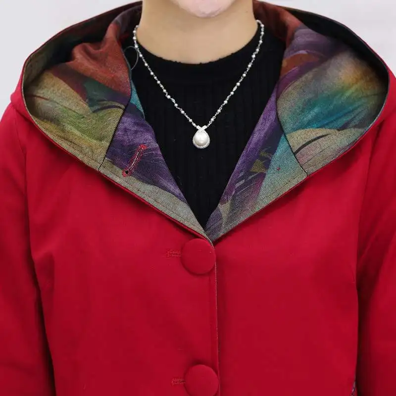 Весна Осень женщин среднего возраста куртка размера плюс 5XL Повседневная с