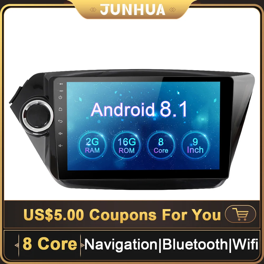 

JUNHUA 9 Inch 8 Core Android Car Radio DSP WIFI BT 4G+ DVD Player GPS Navigation For KIA Rio 3 4 2011-2015