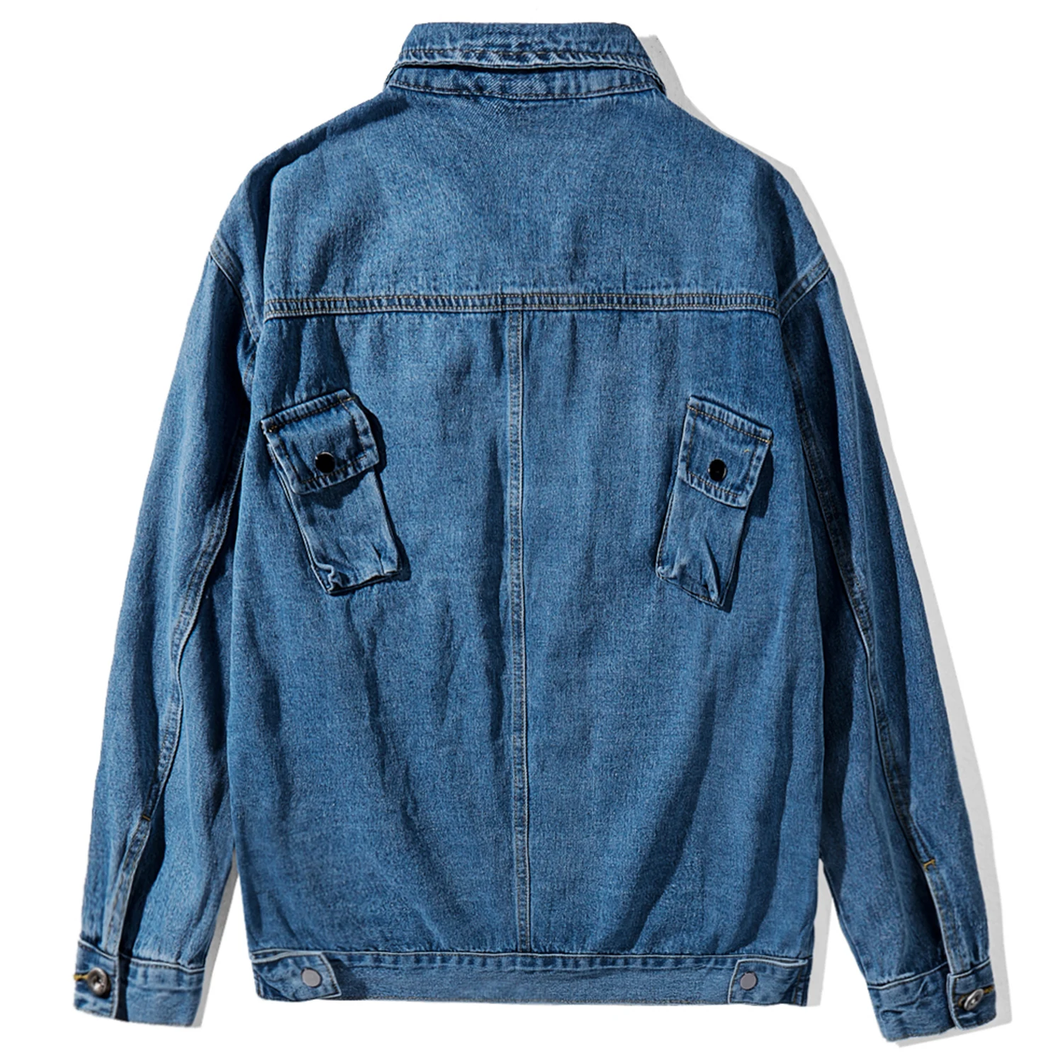 Мужская джинсовая куртка с карманами Повседневная винтажная большого размера в