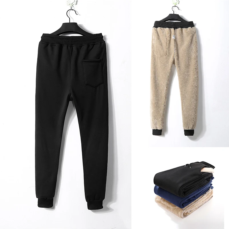 

Lamb Wool Sweatpant Men Winter Brand Classic Sweatpants Warm Thick Cashmere Men Harem Pants -25 Degrees Celsius Fleece Trousers