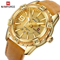naviforce mens business gold watches sports waterproof quartz day and date display clock with luminous hands relogio masculino