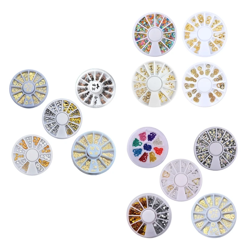 

3D Gold Silver Nail Charms Metal Rivets Studs Rhinestones Nail Jewelry DIY Nail