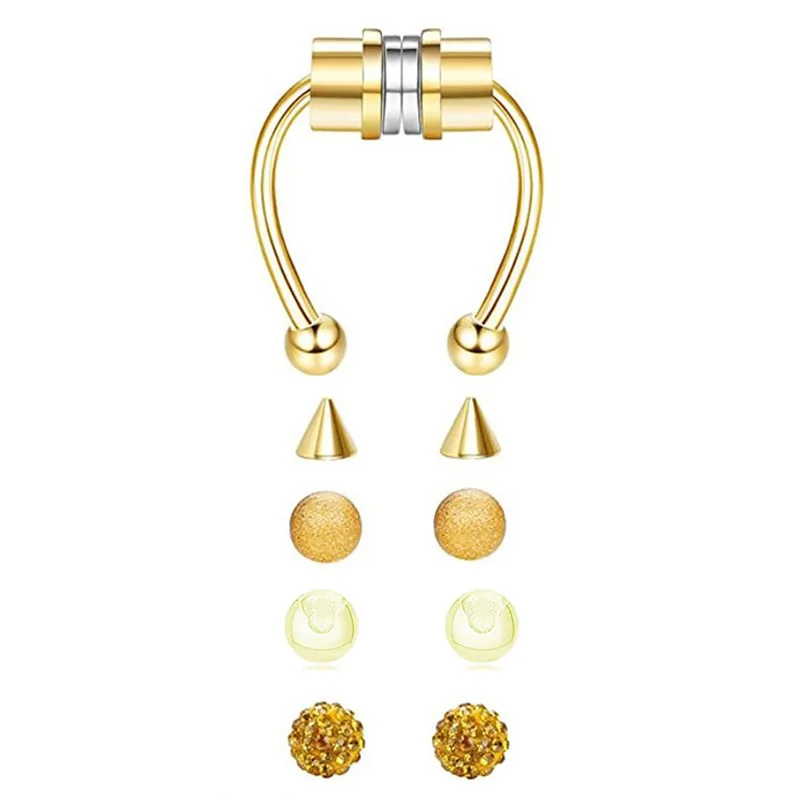 Новинка модное U-образное кольцо для носа в стиле хип-хоп Магнитная перегородка