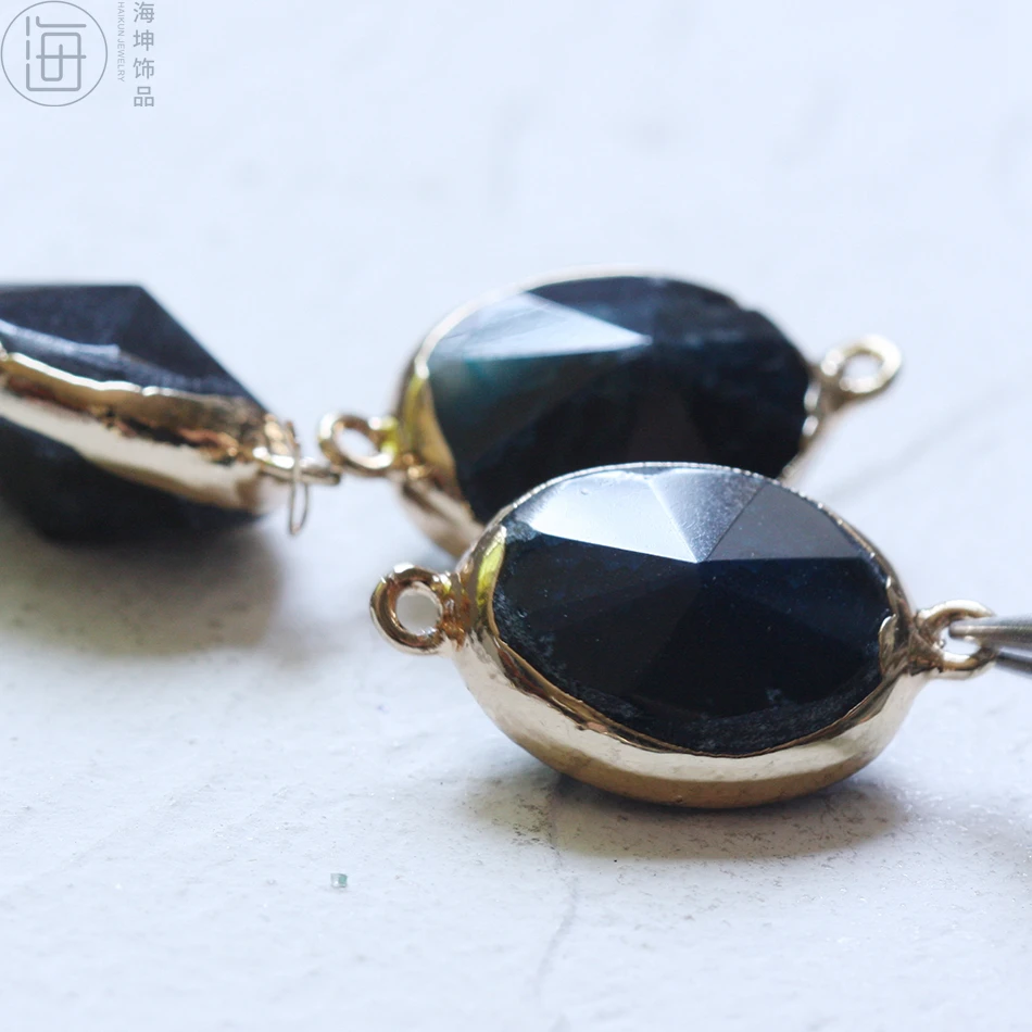 Соединитель из натурального камня ручной работы-овальная