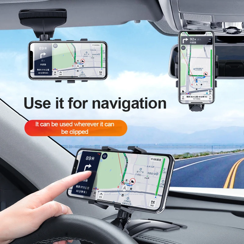 

Car Phone Holder 360 Degree GPS Navigation Dashboard Phone Holder In Car For Universal Mobile Phone Clip Mount Bracket