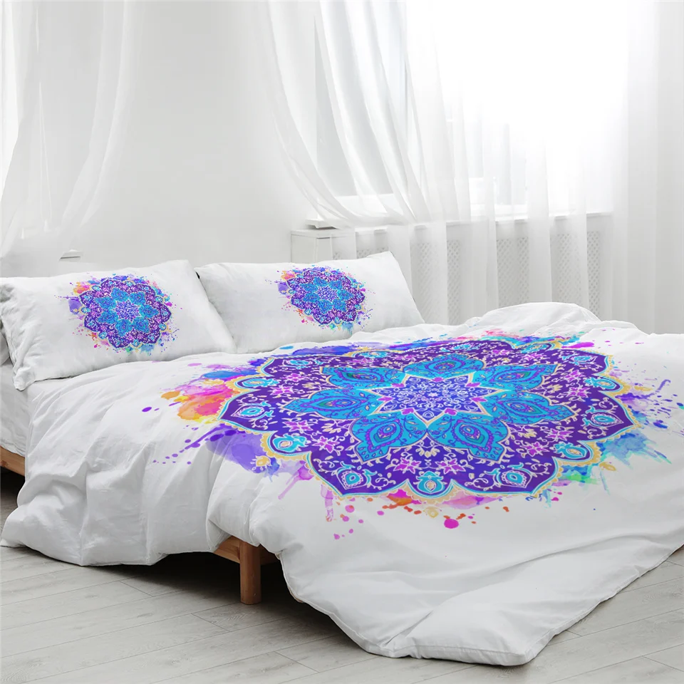 Blesslive цветок лотоса Tie Dye постельное белье 3 шт. богемный Мандала пододеяльник Желтый Фиолетовый Зеленый Tye Dye домашний текстиль