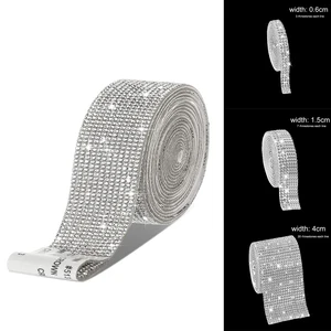 self adhesive crystal rhinestone sticker diamond ribbon diy sticker rhinestones for arts crafts diy event car phone decoration free global shipping