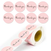 500 pcsroll 1 inch cute pink paper label stickers thank you wedding envelope seals grift bag diy decoration round sticker