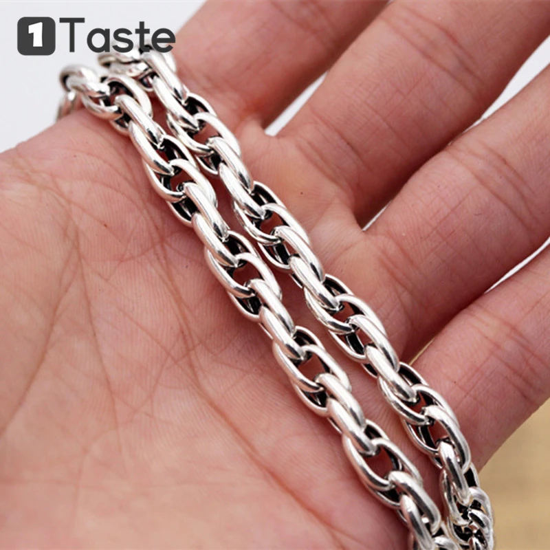 

ONE TASTE 925 Sterling Silver 6mm-width Rope Chain Men's Necklace Thai Silver Vintage Polished Trendy Necklace Fine Jewelry Gift