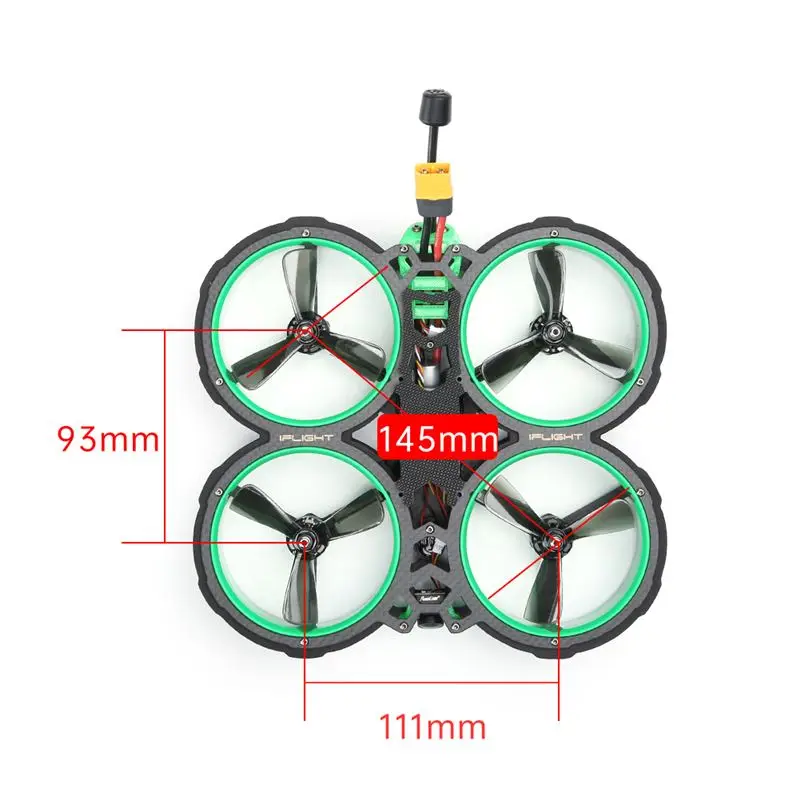 Квадрокоптер iFlight Green H V3 3 дюйма 6S 145 мм гоночный FPV CineWhoop с мотором XING-C 1507 SucceX-E Mini F7