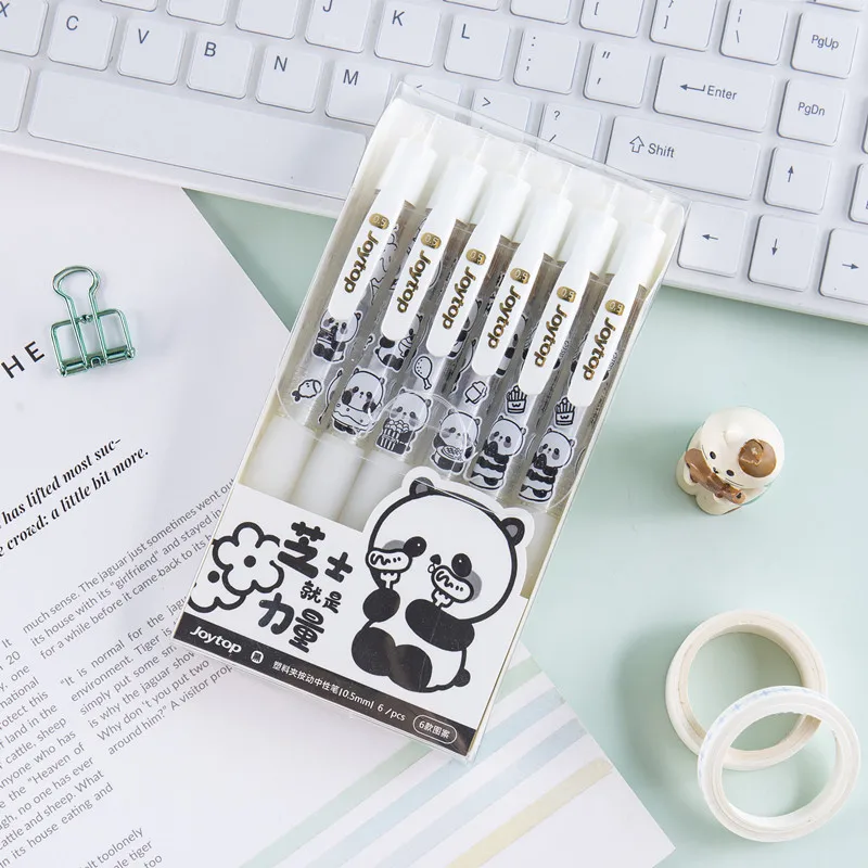 

30 pcs/lot Creative Panda Press Gel Pen Cute 0.5mm black ink Neutral Pens School Office writing Supply Promotional Gift