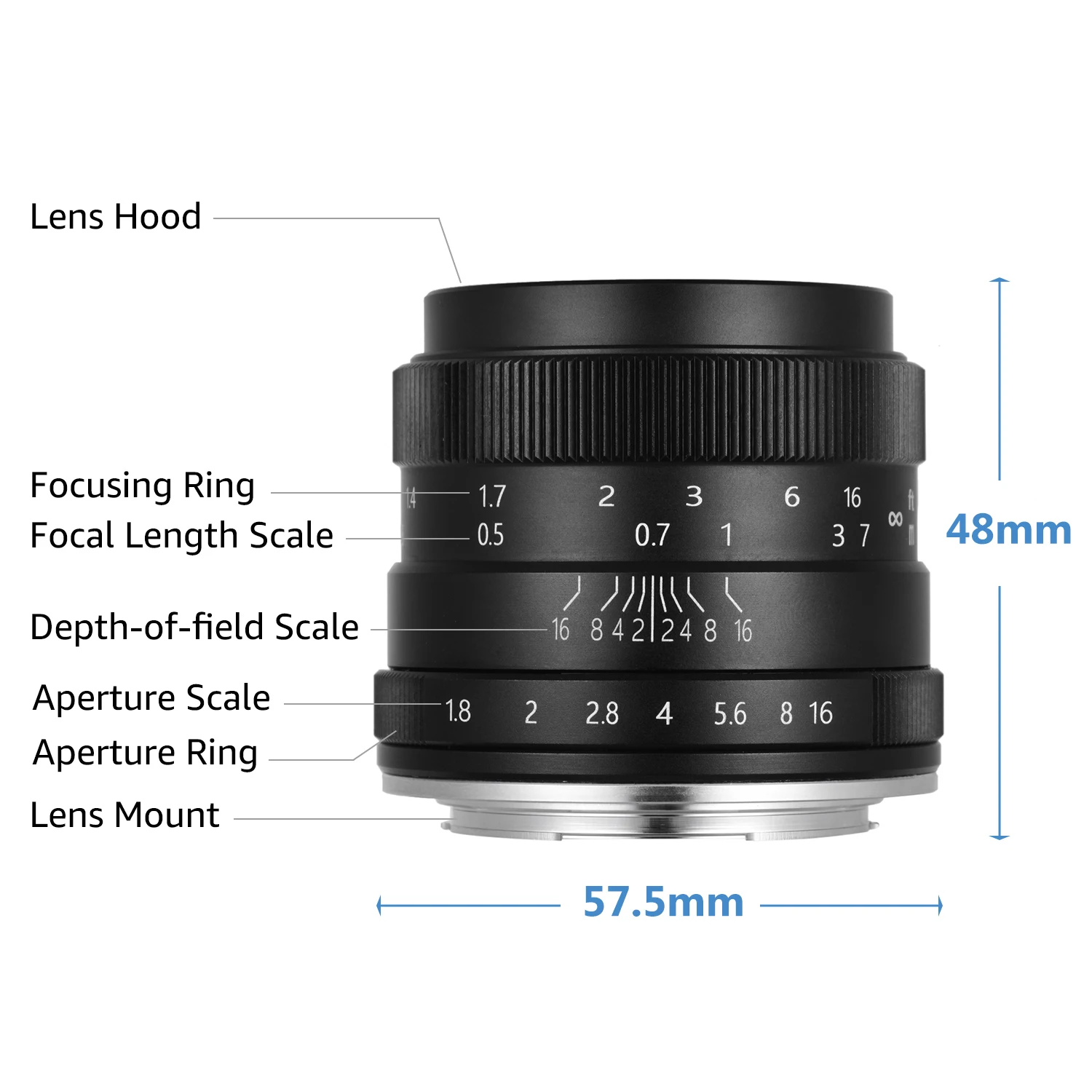 Andoer Digital 50 мм F1.8 объектив камеры с большой апертурой многослойное покрытие пленка