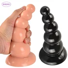 Силиконовые анальные бусины с 5 шариками, большая Анальная пробка на присоске, искусственная Анальная пробка для взрослых