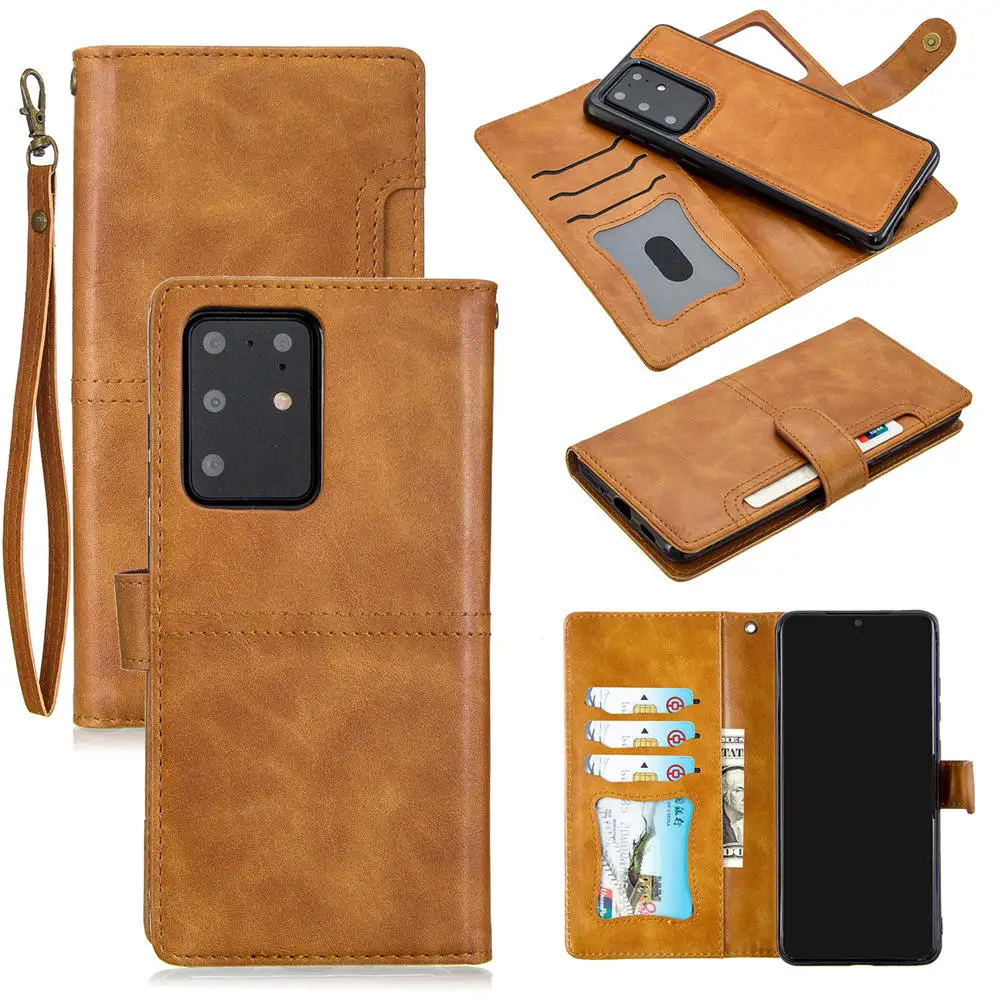 

Detachable case For Samsung Galaxy S20+ S20 Ultra note 10 plus 5g Wallet Flip Leather Removable Magnetic Case Cover With Lanyard