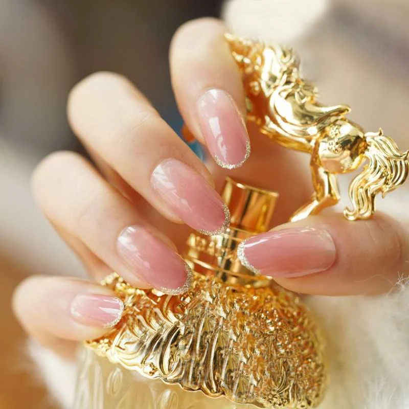 24 шт./компл. 3D накладные ногти с клеем свадебные полные средней длины милые