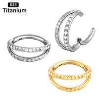 g23 titanium septum piercing hinged segment earrings 2 fans out design side nose rings ear stud cartilage helix piercing jewelry