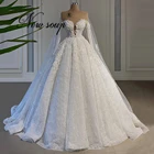 Роскошное женское свадебное платье, женское платье с длинным шлейфом и бисером, платье невесты с кристаллами, 2021