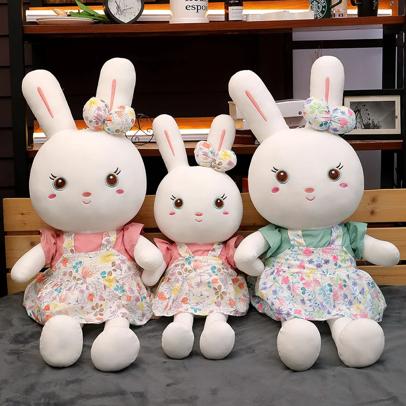 

Zqswkl 65/85/105cm cute kawaii beautiful rabbit plush toy floral skirt bunny doll girl birthday gift children christmas dolls