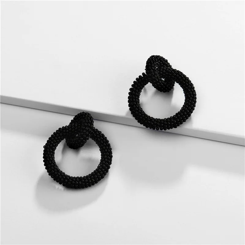 

Joolim Jewelry Wholesale High Quality White Red Black Blue Bead Double Hoop Earring