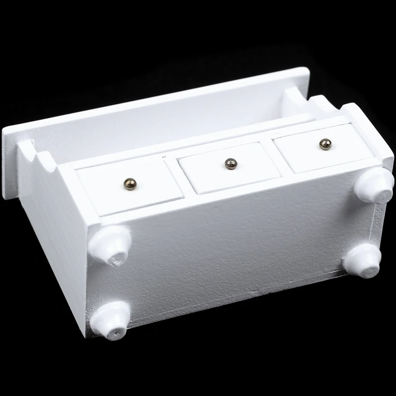 

1/12 Dollhouse Miniature Furniture Bathroom Cabinet Toilet Cabinet White