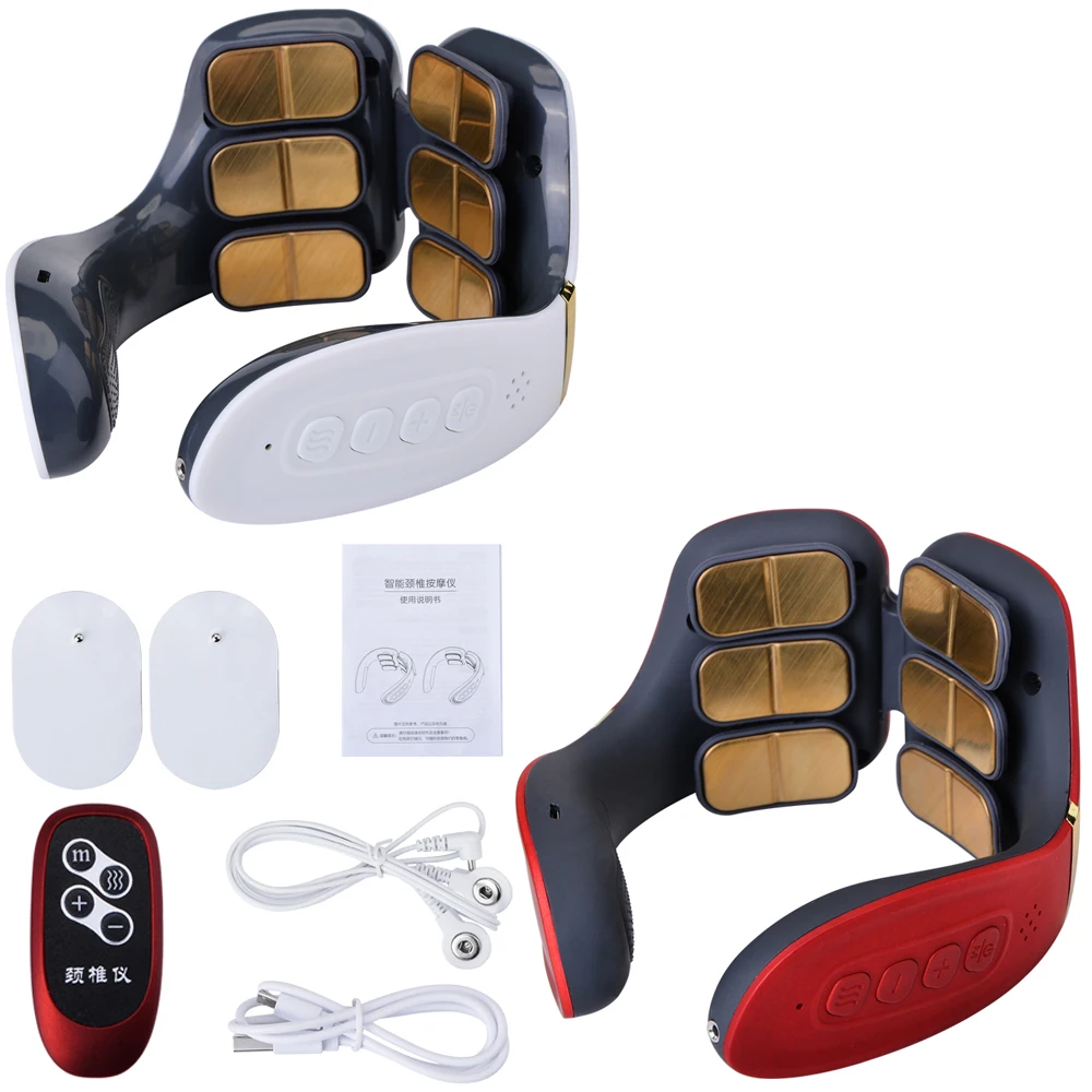 

Massager For Neck 6 heads Electric Cervical Massager Kneading Hot Compress Pulse Neck Shoulder Back Relaxation Tool Health Care