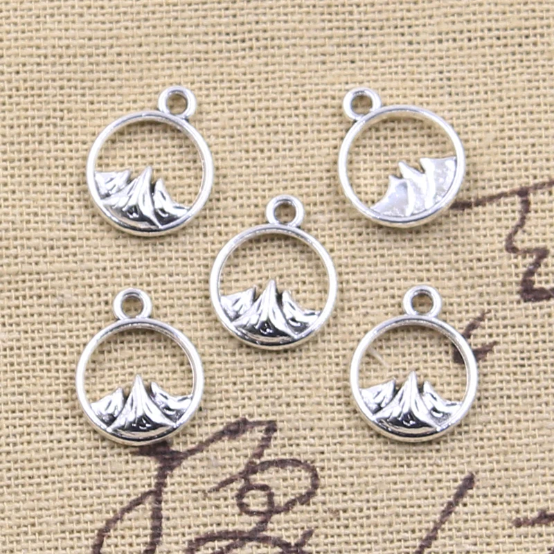 

30pcs Charms Volcanic Snow Mountain 14x11mm Antique Silver Color Pendants Making DIY Handmade Tibetan Finding Jewelry