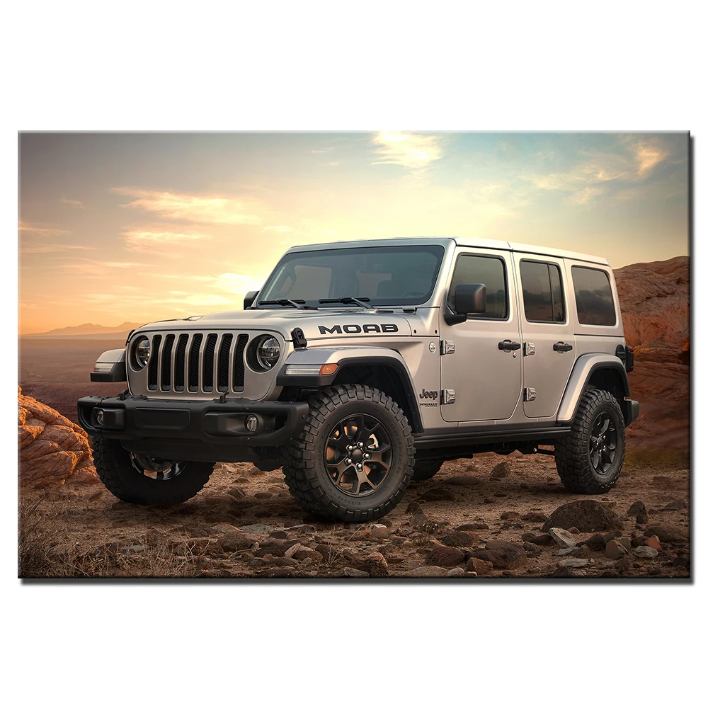 Спортивный внедорожник Wrangler неограниченный постер картины на холсте настенные