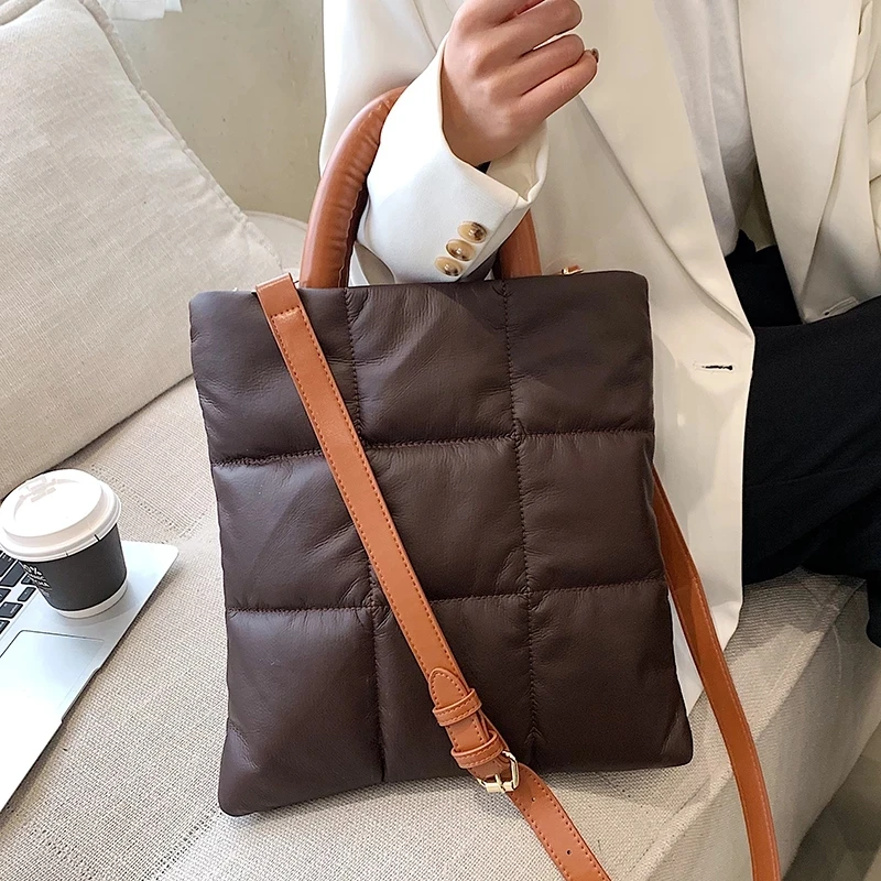 

Роскошные сумки-мессенджеры через плечо с подкладкой 2022, модные зимние большие сумки, дизайнерские женские сумки на плечо, большие пуховые ...