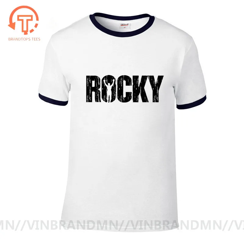 Новая модная футболка Rocky Balboa с круглым вырезом из черного хлопка коротким