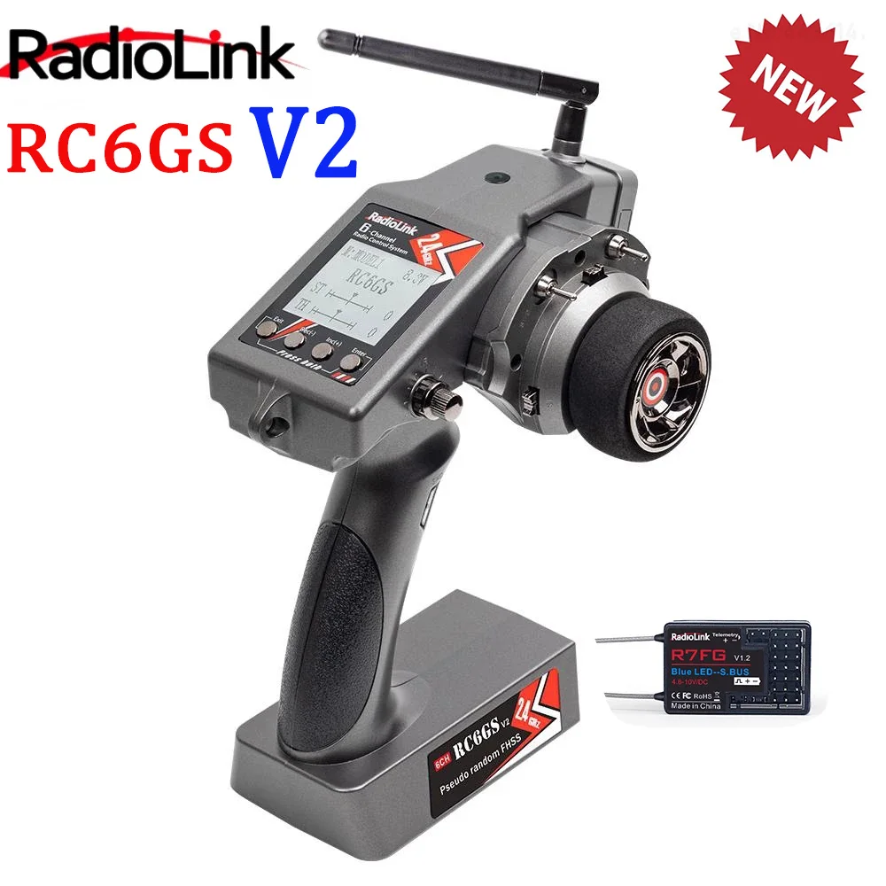 

Радиоуправляемый Автомобильный контроллер RadioLink RC6GS V2, 2,4 ГГц, 6 каналов, передатчик с гироскопом R7FG внутри, приемник для радиоуправляемого а...
