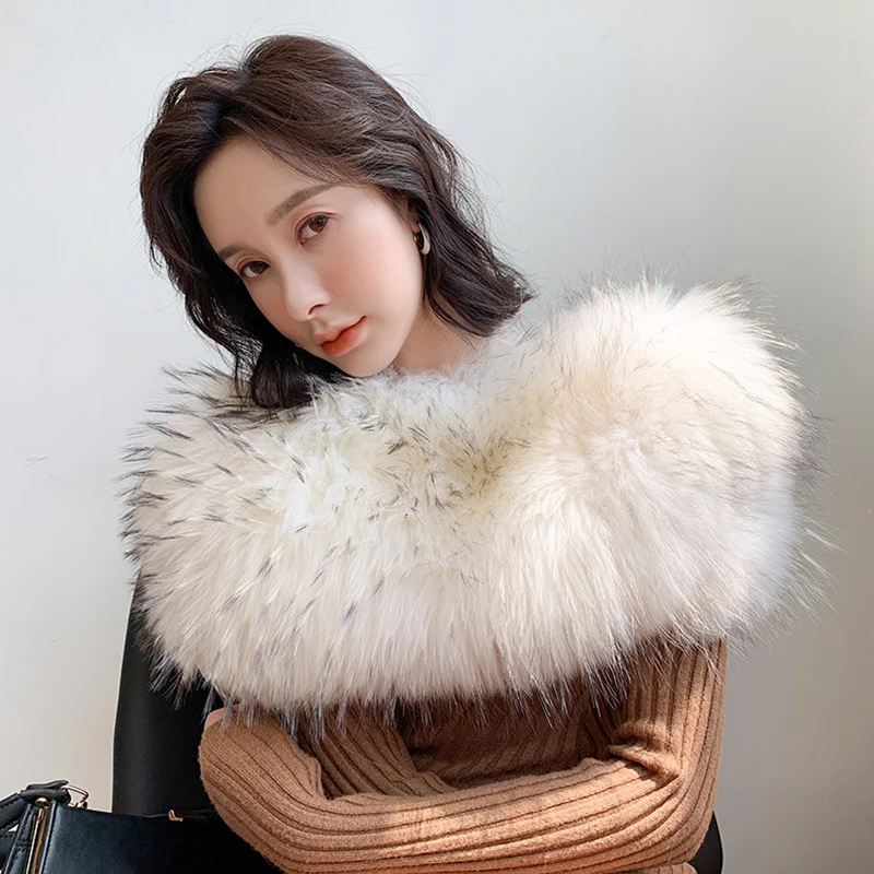 Новое поступление женский шарф из натурального меха лисы Большие шали высокое