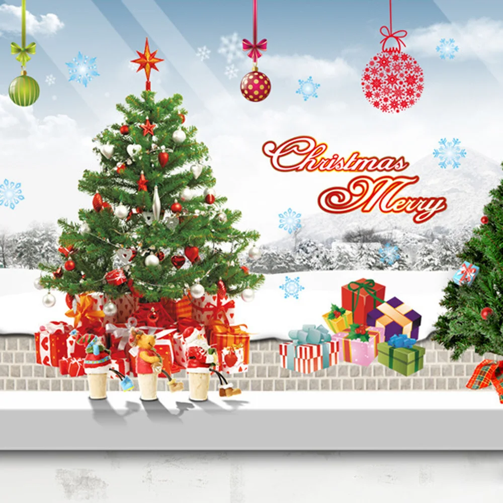 

PVC Sticker Decor Christmas Tree Santa Claus Sticker Decal Wall Stickers Window