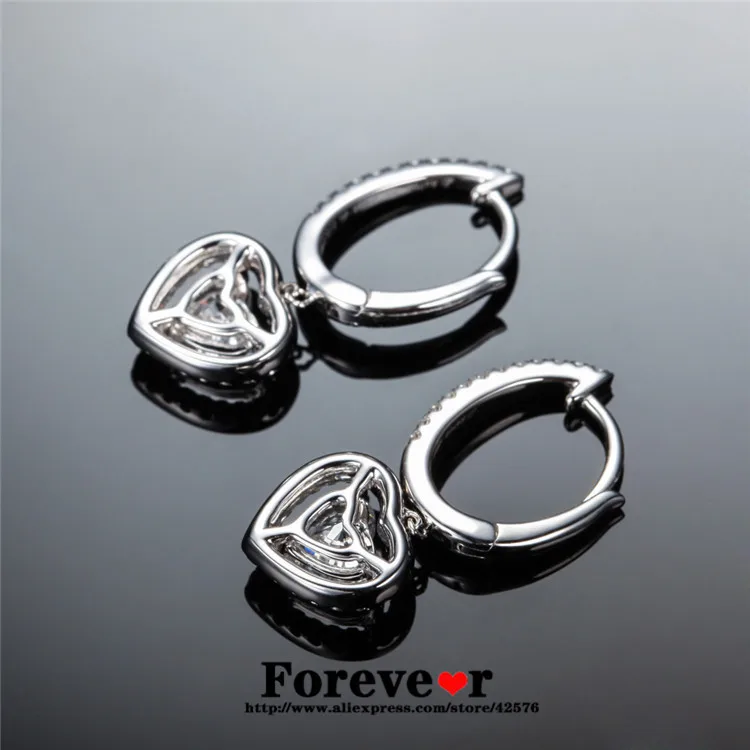 

TE210 Luxury 1.5 Carats SONA Synthetic Gem Halo Studded Wedding Earrings, Promise Propose Earring,heart-shaped Earrings