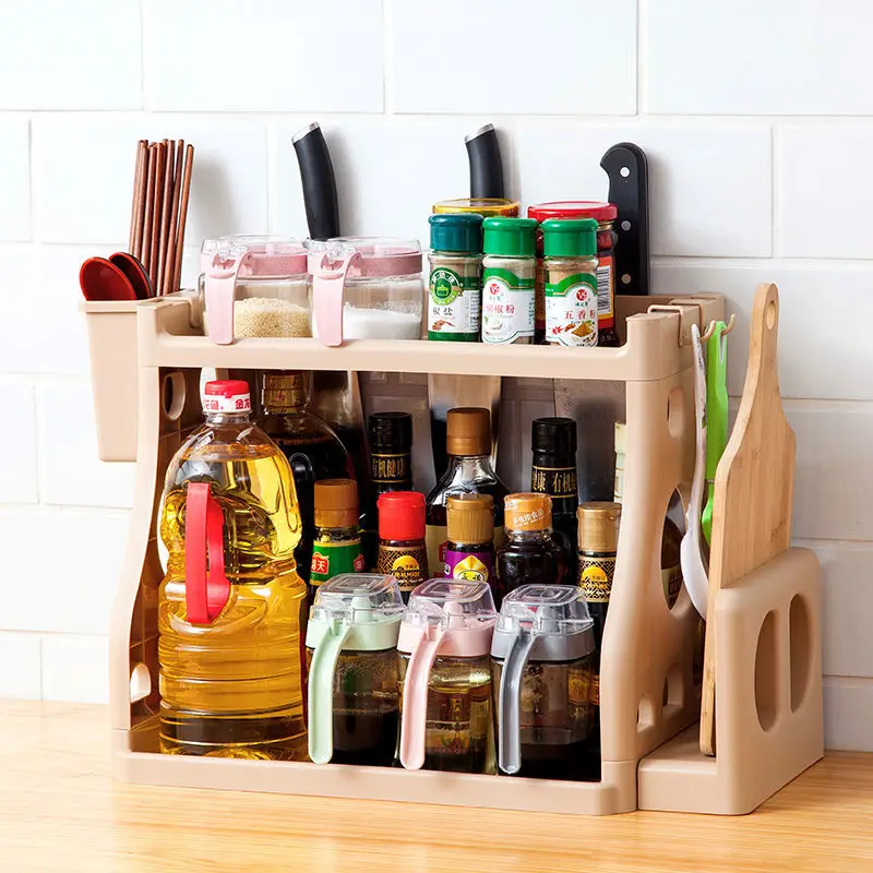 Кухонная полка напольная стойка для специй палочки еды трубка многослойная