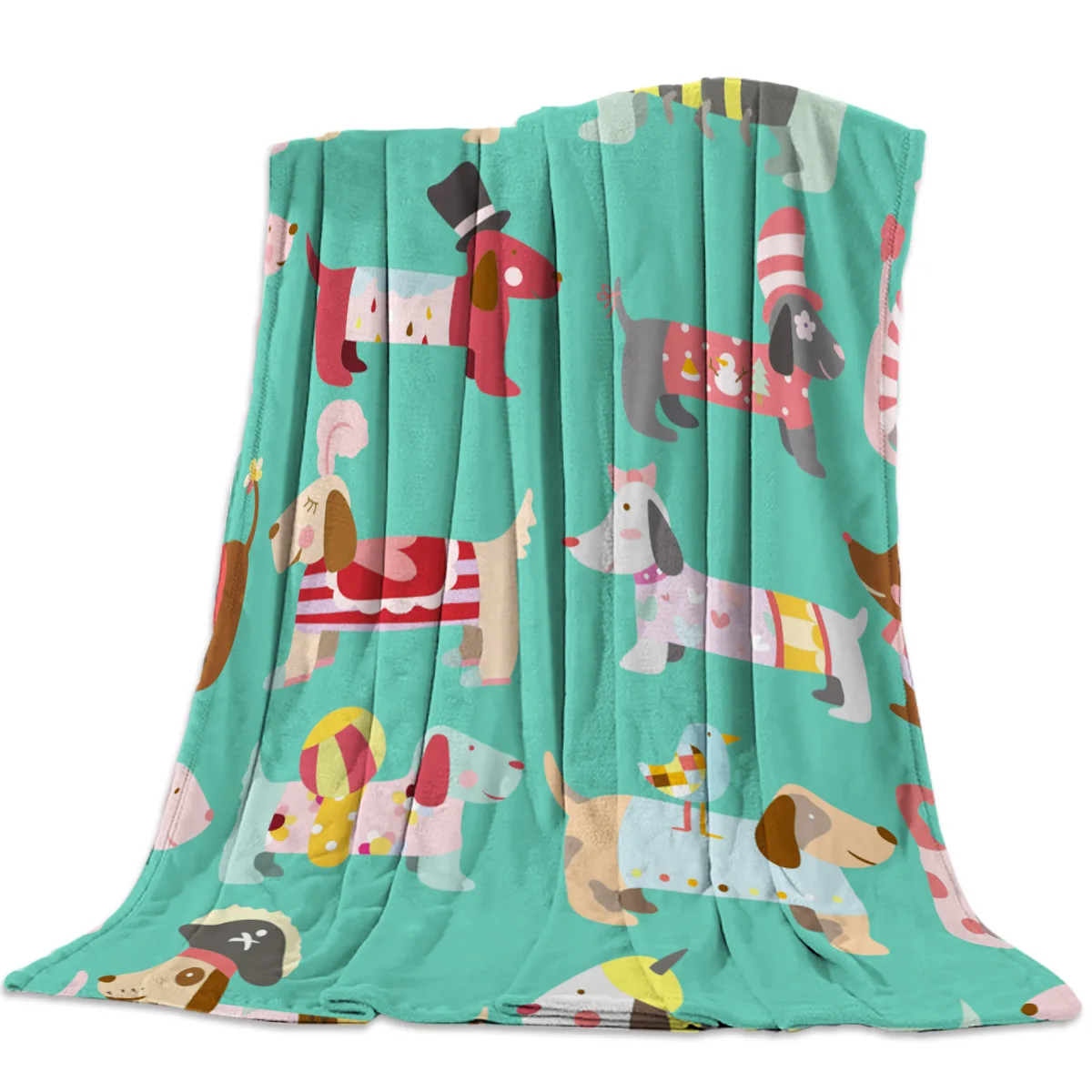 

Dog Cartoon Pet Lover Kawaii Flannel Blanket Portable Soft Throw Blanket Warm Microfiber Blankets for Beds