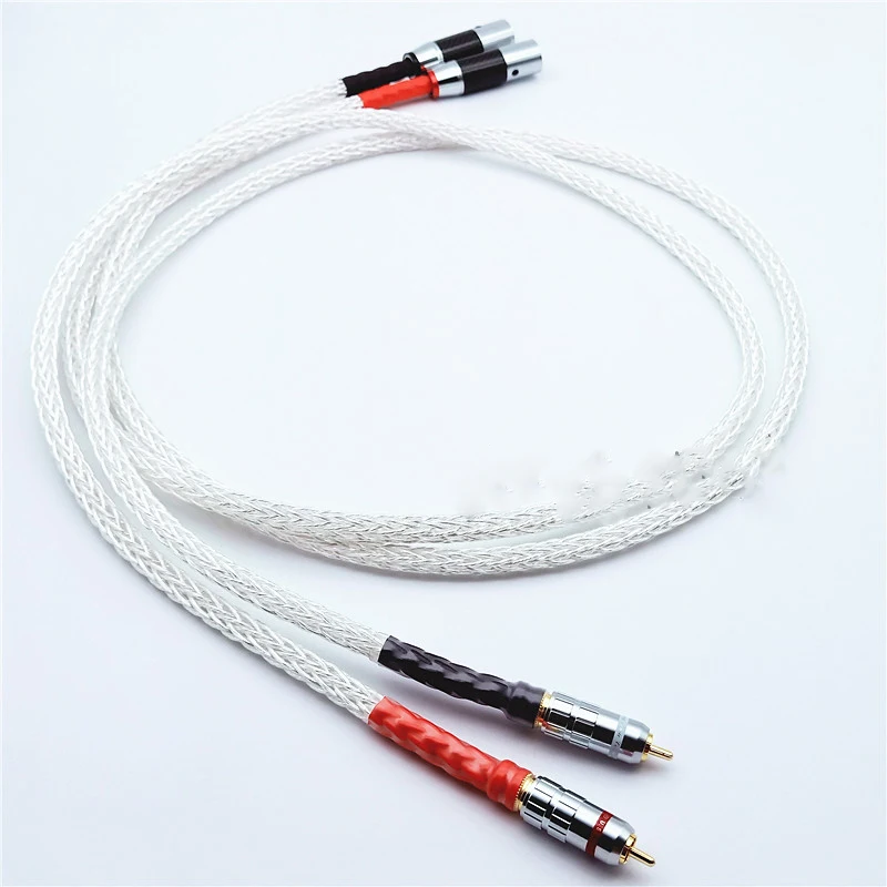 Hifi 8N одиночный кристально Серебряный 2RCA на 2 XLR аудио кабель CD DVD плеер