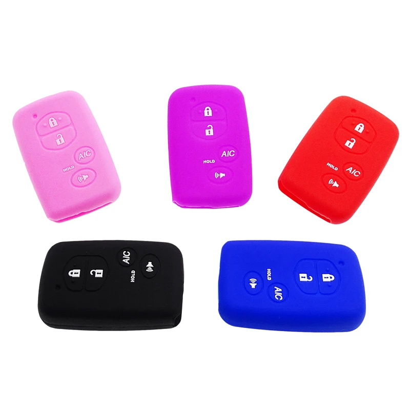

For Toyota Highlander Prius V Venza Land Cruiser Camry 5 Colors 4 Buttons Silicone Auto Key Case Protection Shell Accessories