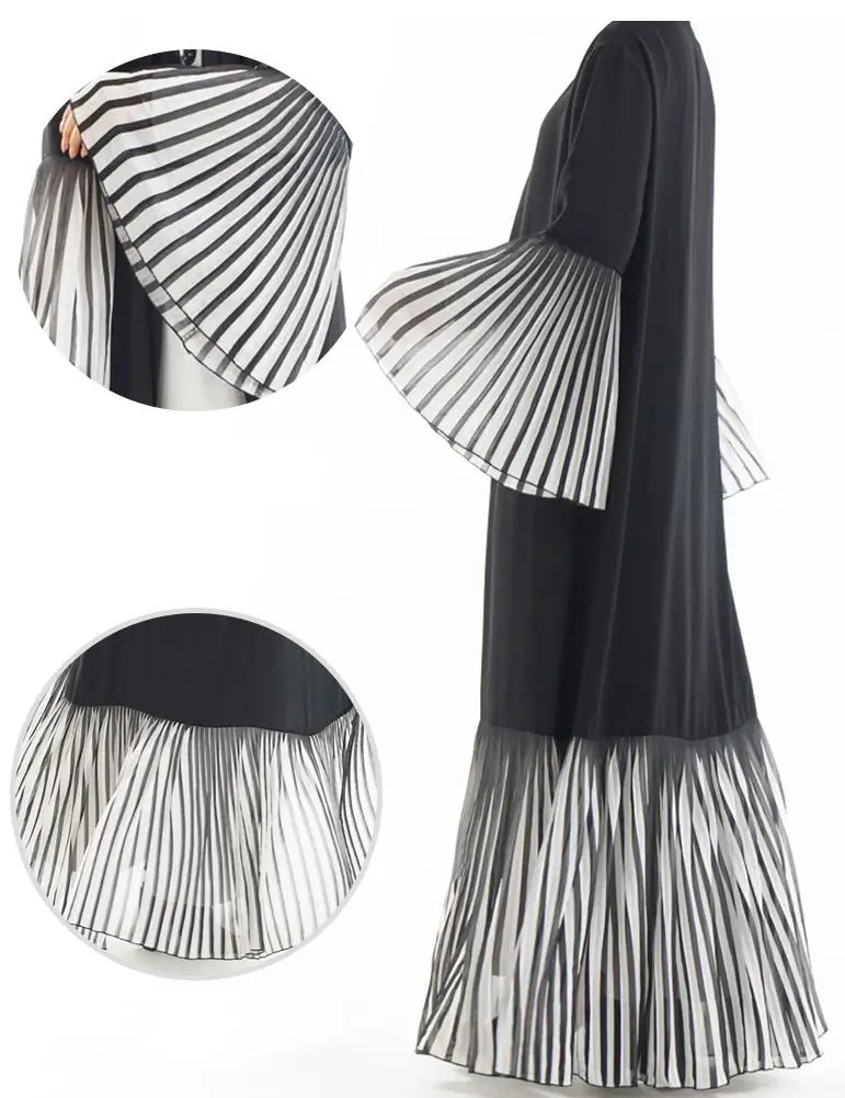 Женский открытый кардиган в мусульманском стиле плиссированная Лоскутная