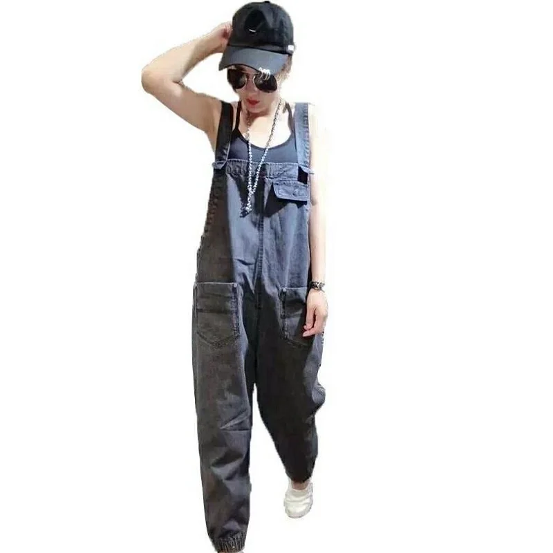 

women clothing denim fabric rompers summer overalls women jumpsuits loose suspenders jeans women overalls summer rompers jeans