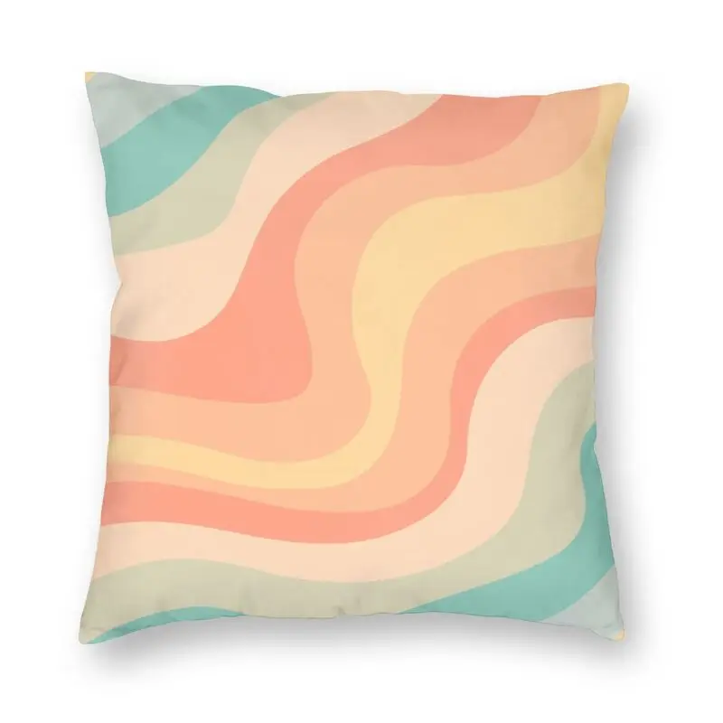 

Винтажные радужные абстрактные волнистые наволочки для подушек, украшение для дивана, Геометрическая эстетика, квадратный чехол для подуш...