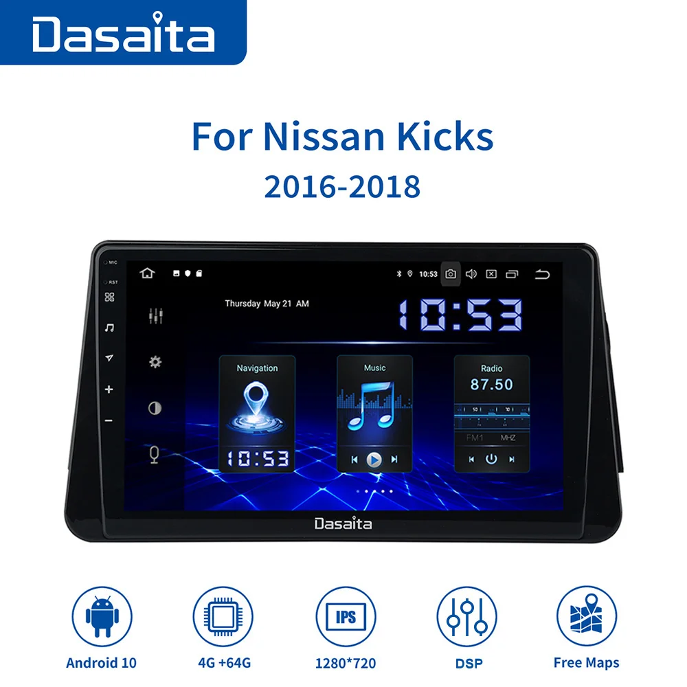 

Dasaita 10.2" HD Android Vehicle Car Multimedia Video for Nissan Kicks Micra GPS 2014 2015 2016 2017 TDA7850 64G ROM MAX10