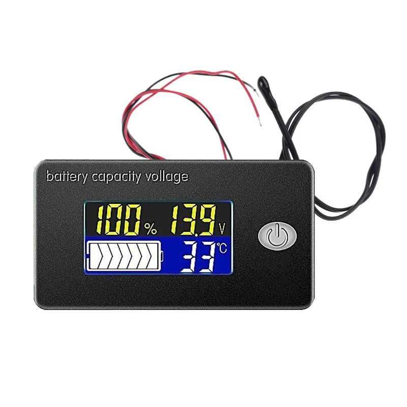 

12V LCD 4 In 1 Lead Acid Lithium Battery Capacity Meter Voltmeter Thermometer Battery Fuel Gauge Indicator Voltage Monitor