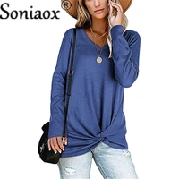 2021 long sleeve autumn warm knitting t shirts women clothing solid streetwear tops female v neck loose casual pullovers tee