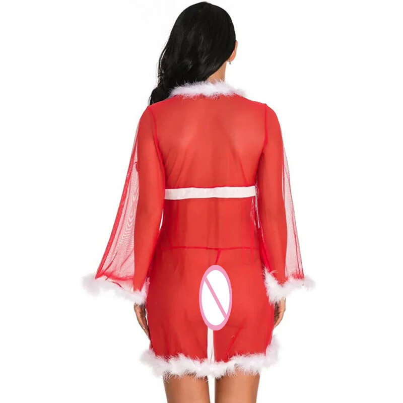 Рождественское сексуальное женское белье эротическое прозрачное кружевное мини