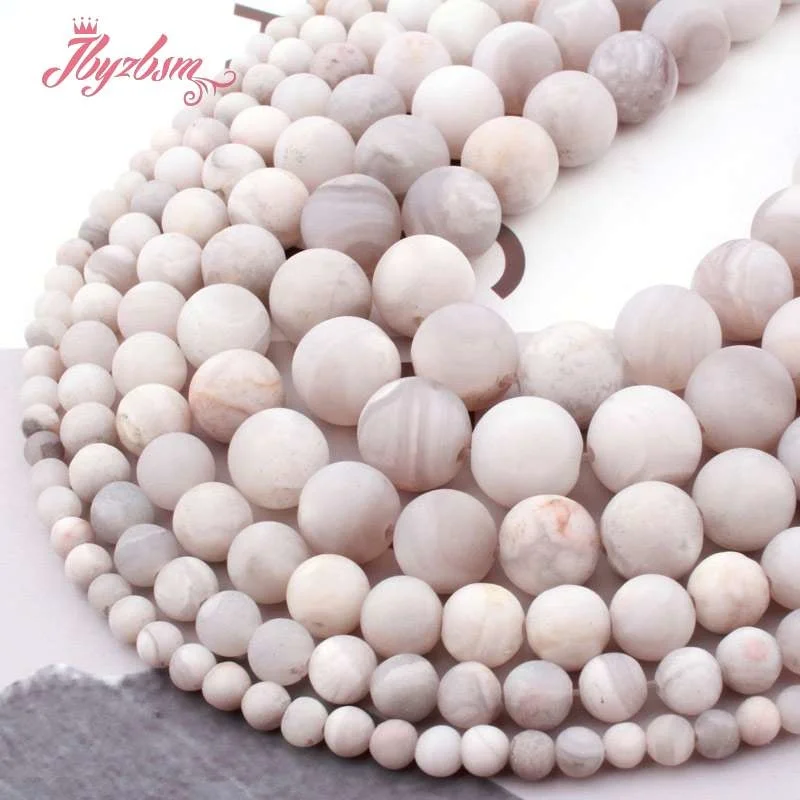 6 8 10mm Frosted Round White Crazy Lace Agates Natural Stone Bead For DIY Necklace Bracelets Jewelry Making 15&quot Free Shipping |